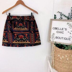 NWT H&M Coachella Official Collection Floral Mini Skirt Sz 4